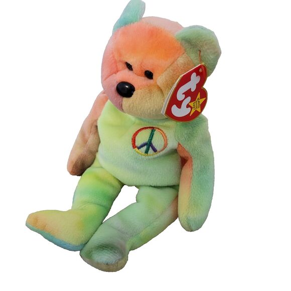 Peace bear Beanie Baby 1996 Birth Date Febuary 1 , 1996 - ORIGIINAL* - Picture 2 of 4